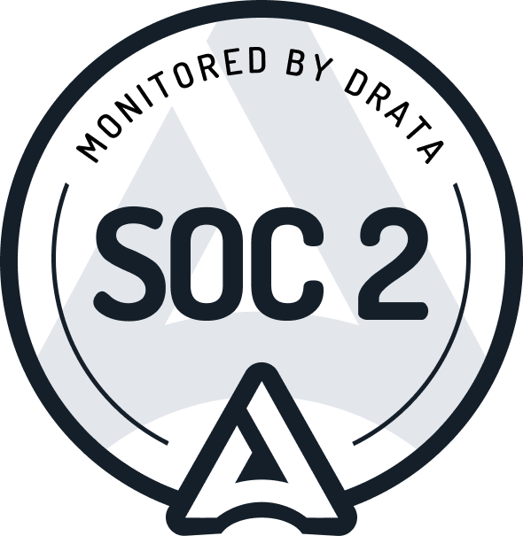 Monitored by Drata SOC 2 Emblem